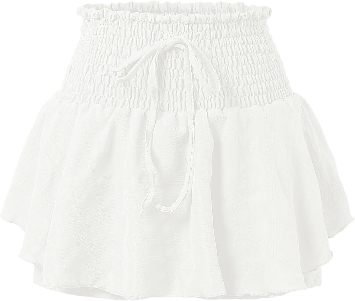 Mini Skirts for Women Summer Boho Cotton Linen Elastic Waist Tiered Ruffle Skorts Vingtage Beach Vacation Skirt