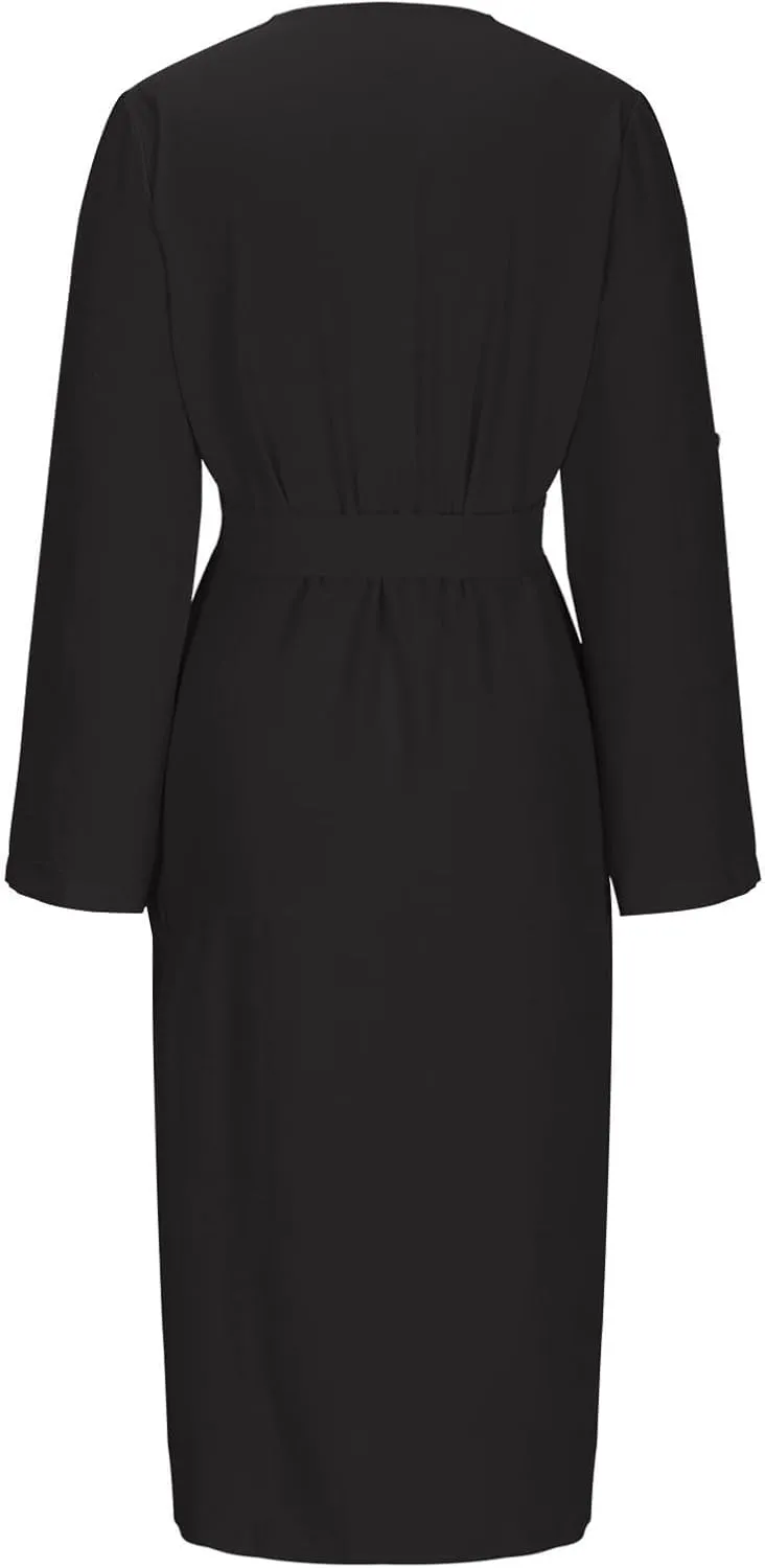 Mother of The Bride Dresses for Women Sexy Elegant Deep V Neck Button Down Tie Waist Business Work Dress Church Outfits