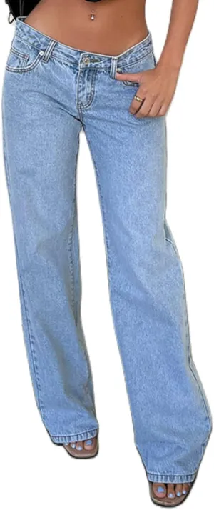 Mxiqqpltky Low Waist Bell Bottom Jeans for Women Y2k Straight Leg Stretch Bootcut Jeans Boyfriend Flare Denim Pants