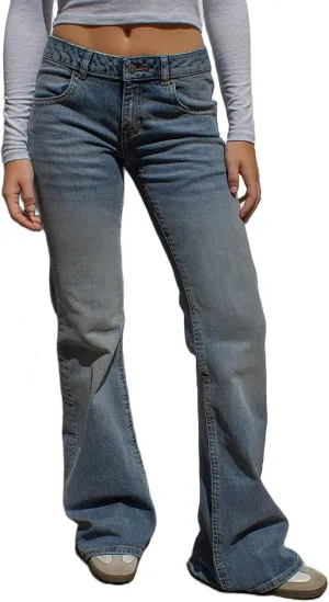 Mxiqqpltky Low Waist Bell Bottom Jeans for Women Y2k Straight Leg Stretch Bootcut Jeans Boyfriend Flare Denim Pants