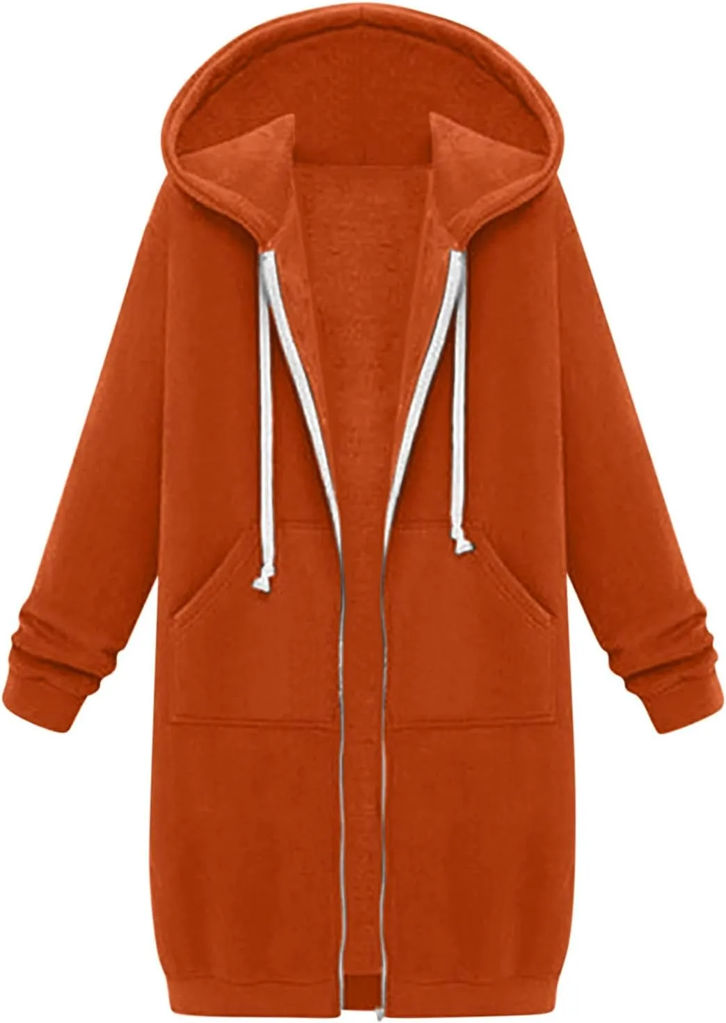 Oversized Hoodies for Women Zip Up Knee Length Tunic Sweatshirts Casual Long Sleeve Spring Hooded Jackets with Pocket