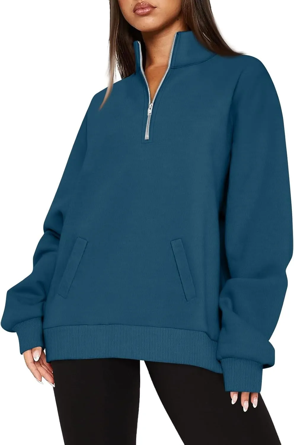 Oversized Quarter Zip Sweatshirts for Women 2024 Fall Pullover Long Sleeve Hoodies Sweaters Winter Outfits