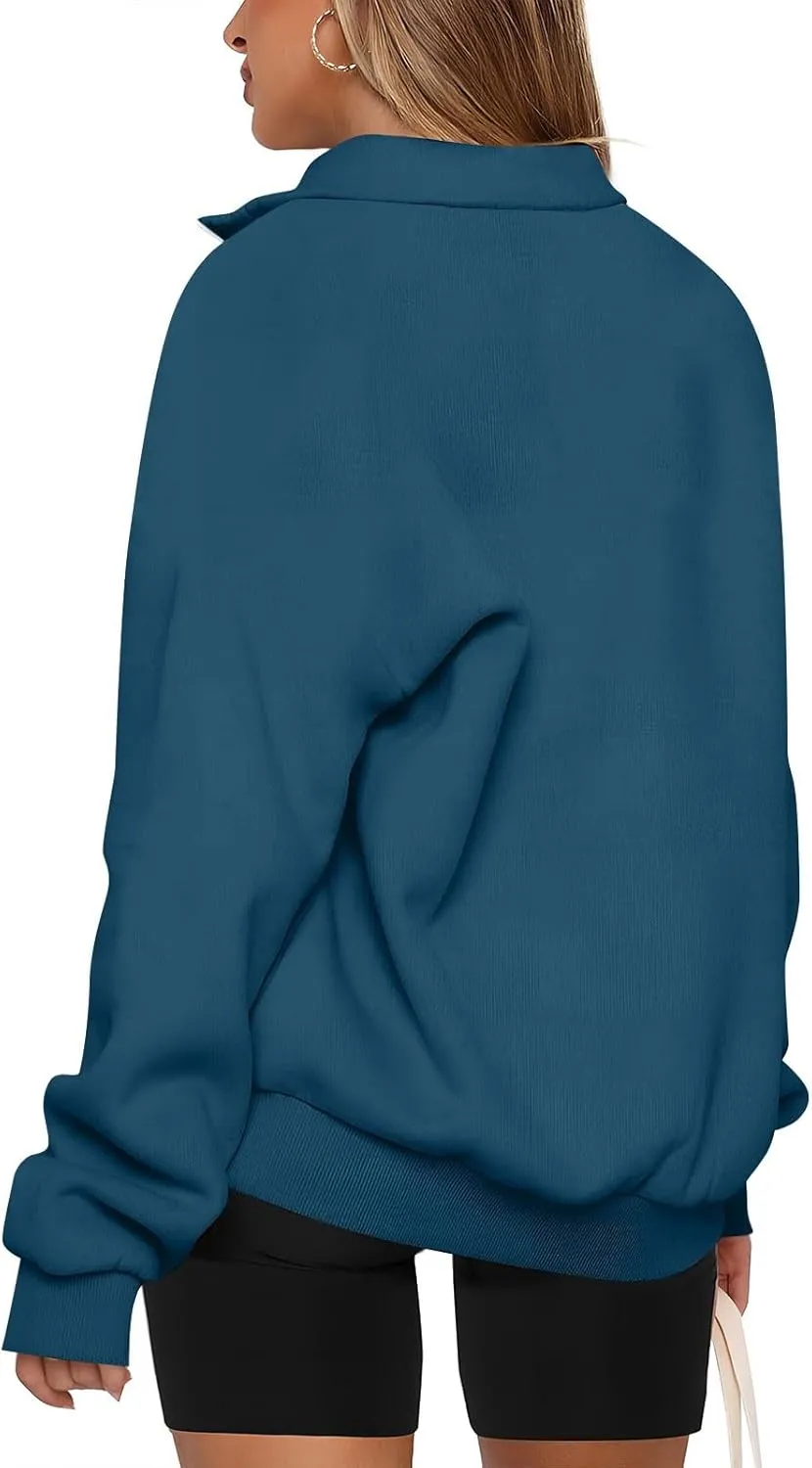 Oversized Quarter Zip Sweatshirts for Women 2024 Fall Pullover Long Sleeve Hoodies Sweaters Winter Outfits