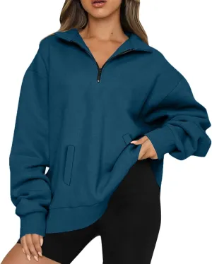 Oversized Quarter Zip Sweatshirts for Women 2024 Fall Pullover Long Sleeve Hoodies Sweaters Winter Outfits