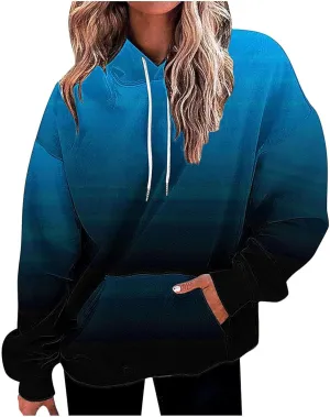 Oversized Sweatshirts for Women Loose Fit Fall Pullover Tops Neon Print Drawstring Hoodies Cute Trendy Clothes 2024
