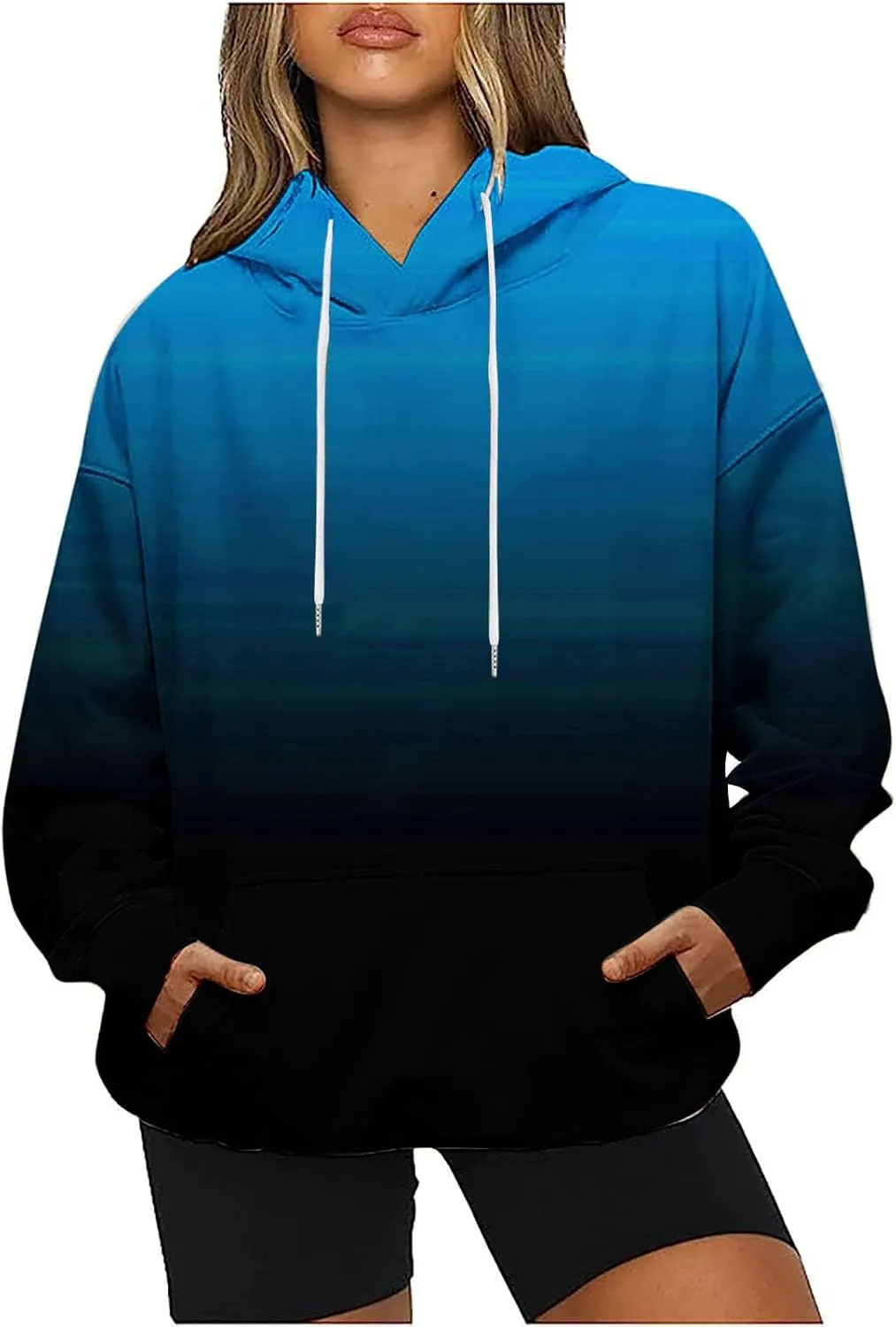 Oversized Sweatshirts for Women Loose Fit Fall Pullover Tops Neon Print Drawstring Hoodies Cute Trendy Clothes 2024