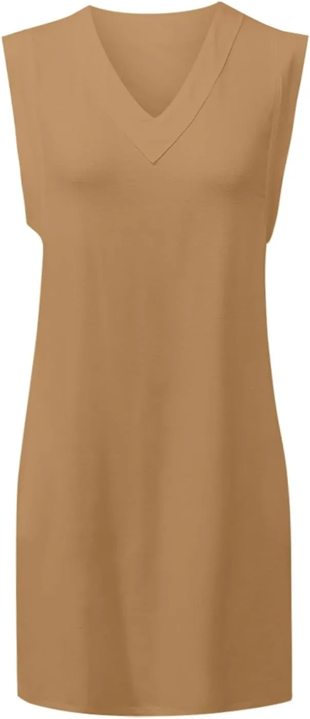 Party Dresses for Women Stetchy Sexy V Neck Sleeveless Knee Length Cocktail Dress Wedding Guest Loose Beachy Outfits