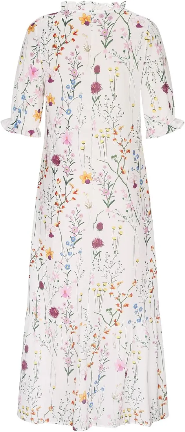 Party Dresses for Women Summer Short Sleeved V Neck Printed Dress Temperament Versatile Spring Layer Skirt