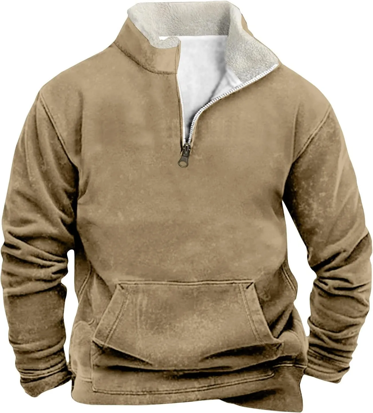RTRDE Men's Winter Work Sweatshirts Pullover Long Sleeve Fleece Athletic Workout Warm Sweater with Pockets, M-5XL