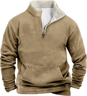RTRDE Men's Winter Work Sweatshirts Pullover Long Sleeve Fleece Athletic Workout Warm Sweater with Pockets, M-5XL