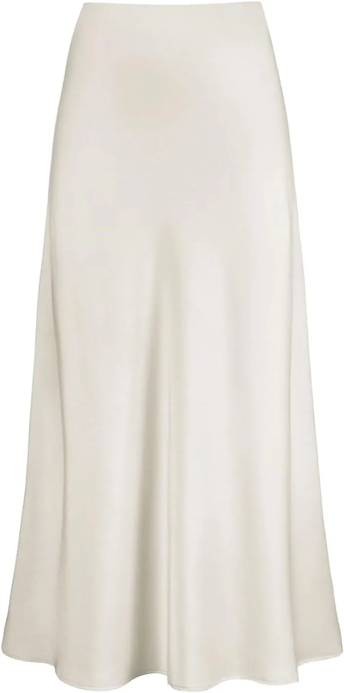 Satin Maxi Skirt for Women 2025 Trendy High Waisted Silk A-Line Skirts Party Summer Spring Elegant Long Dress