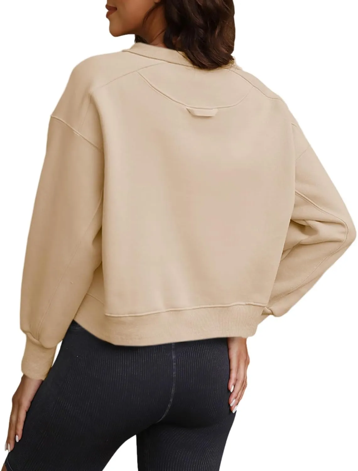 SENSERISE Womens Cropped Crewneck Sweatshirts Oversized Sweatshirt Fleece Pullover Crop Top Winter Fall Outfits