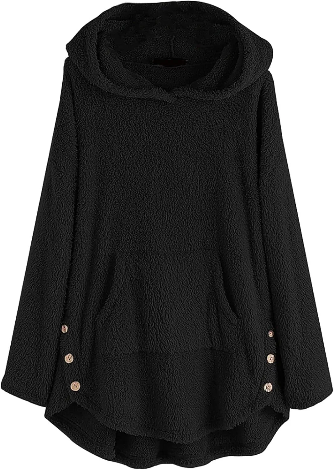 SGASY Womens Fuzzy Jacket Hooded Cardigan Open Front Buuton Coat Outwear with Pockets Womens Fall Fashion 2023