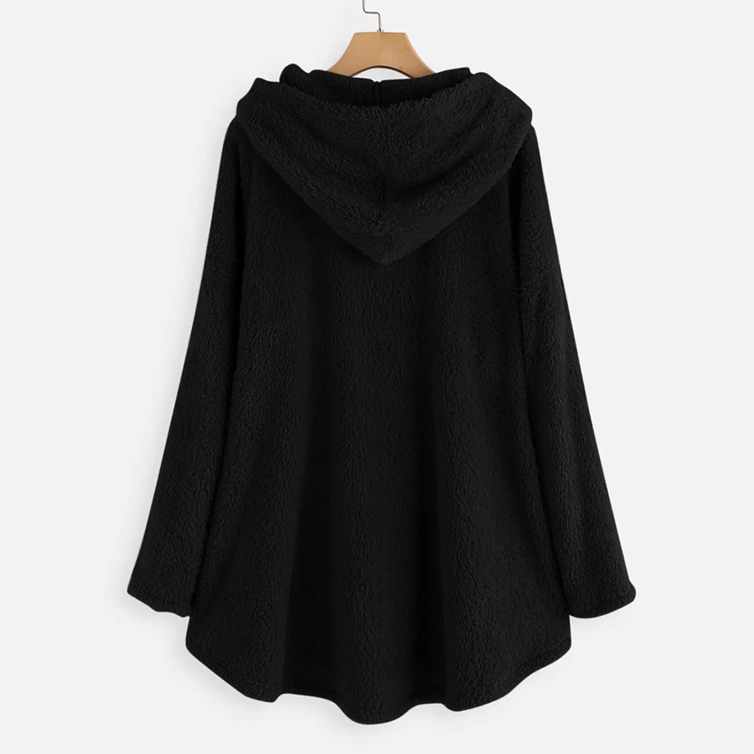 SGASY Womens Fuzzy Jacket Hooded Cardigan Open Front Buuton Coat Outwear with Pockets Womens Fall Fashion 2023