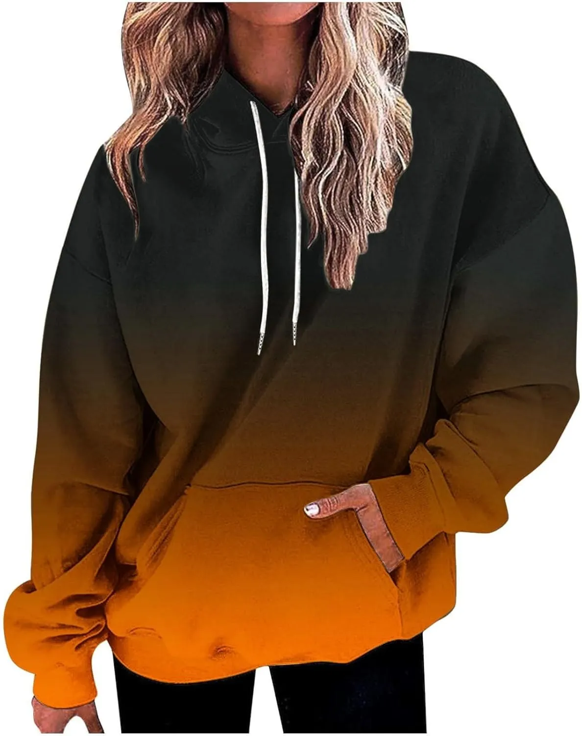 SHAOBGE Women's Casual Pink Cropped Oversized Long Sleeve Solid Hoodie Pullover Sweatshirt