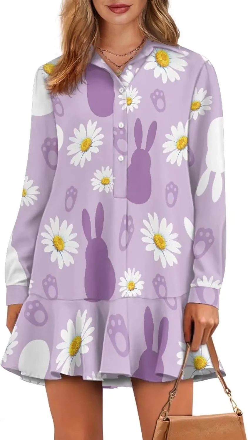 Shirt Dresses for Women Shirt Dresses with Side Pockets Long Sleeve Blouse Tops Vintage Evening Dress