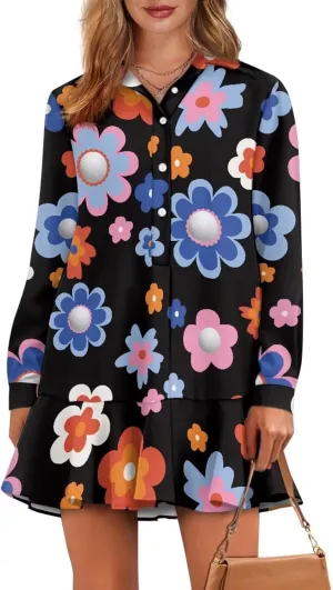 Shirt Dresses for Women Shirt Dresses with Side Pockets Long Sleeve Blouse Tops Vintage Evening Dress