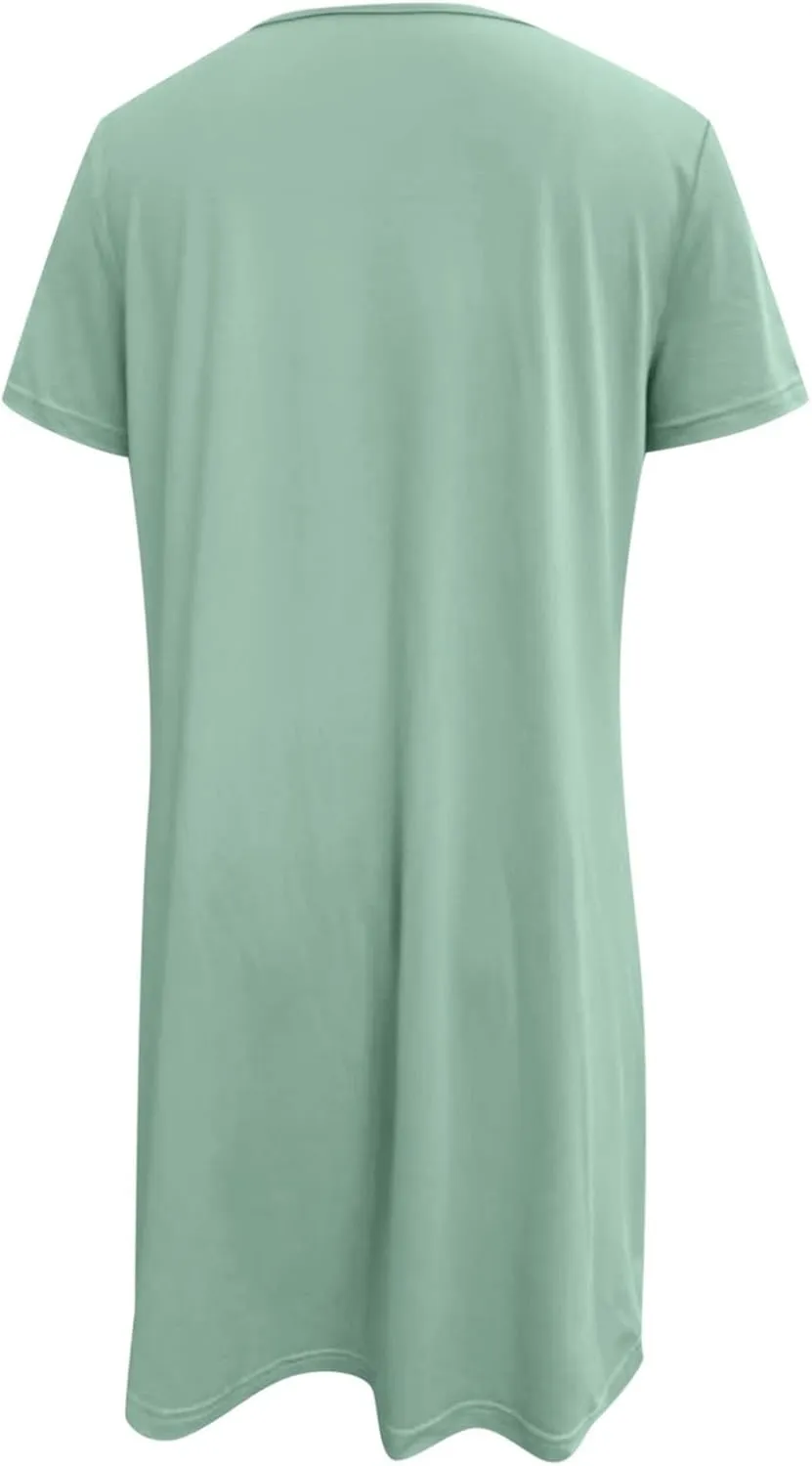 Short Lounge Dresses for Women Summer Solid Square Neck Short Sleeve Mini Beach Dress Plus Size Spring Break Clothes