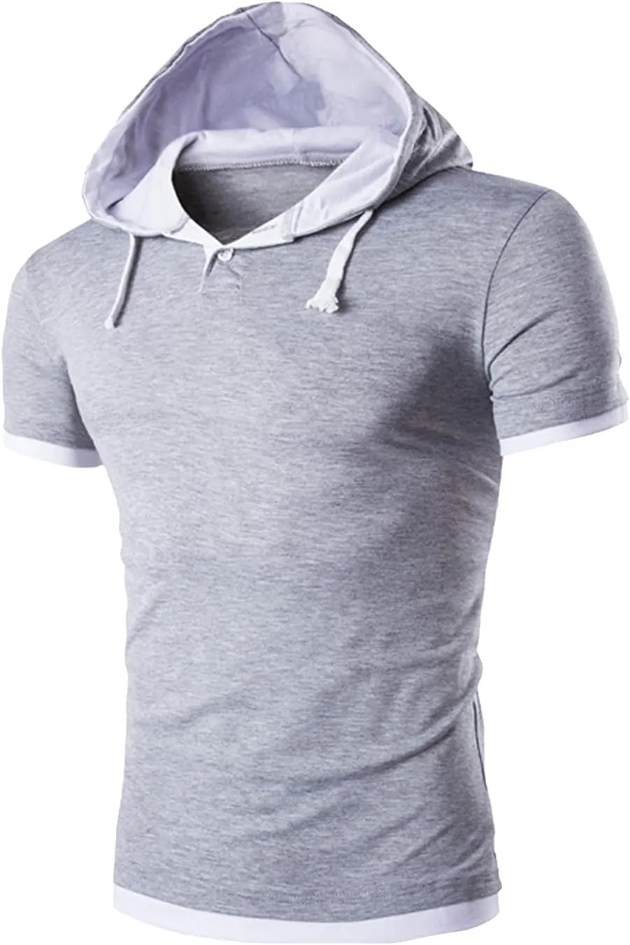 Short Sleeve Hoodies for Men 2025 Button Down Hooded Shirts Muscle Fit Workout Gym Pullover Tops Summer Athletic Tees