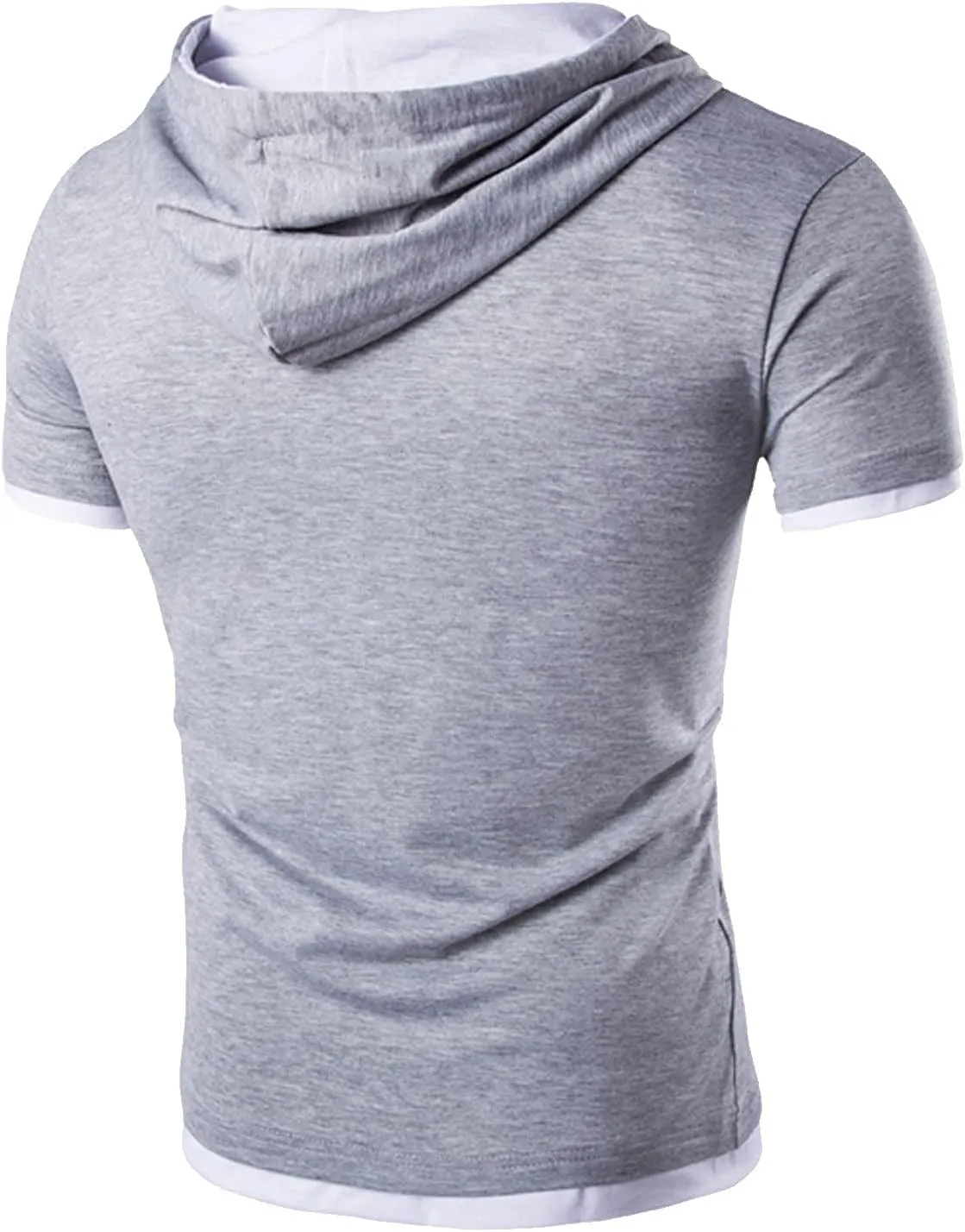 Short Sleeve Hoodies for Men 2025 Button Down Hooded Shirts Muscle Fit Workout Gym Pullover Tops Summer Athletic Tees