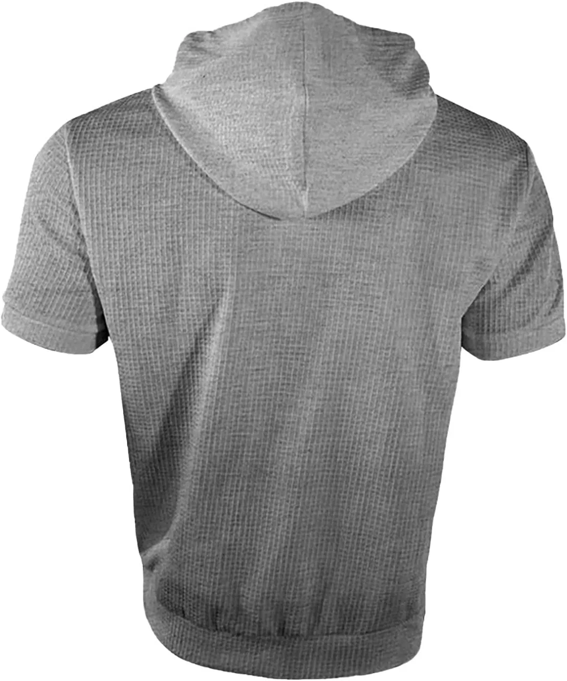 Short Sleeve Hoodies for Men 2025 Waffle Hooded Shirts with Zipper Pocket Casual Summer T-Shirt Hooded Pullover Tops