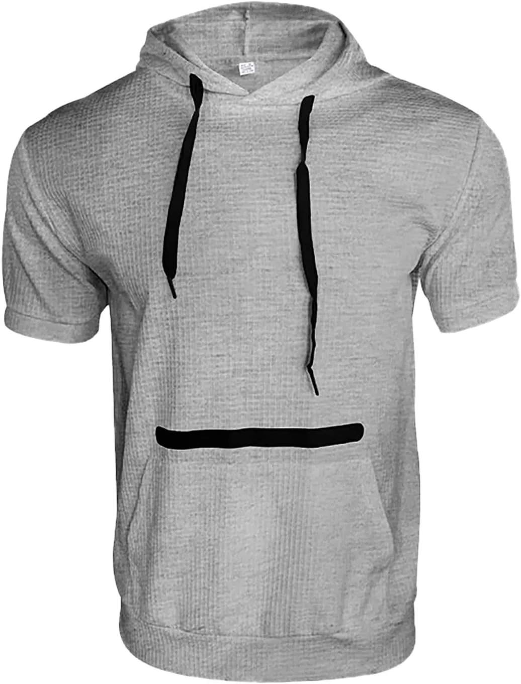 Short Sleeve Hoodies for Men 2025 Waffle Hooded Shirts with Zipper Pocket Casual Summer T-Shirt Hooded Pullover Tops