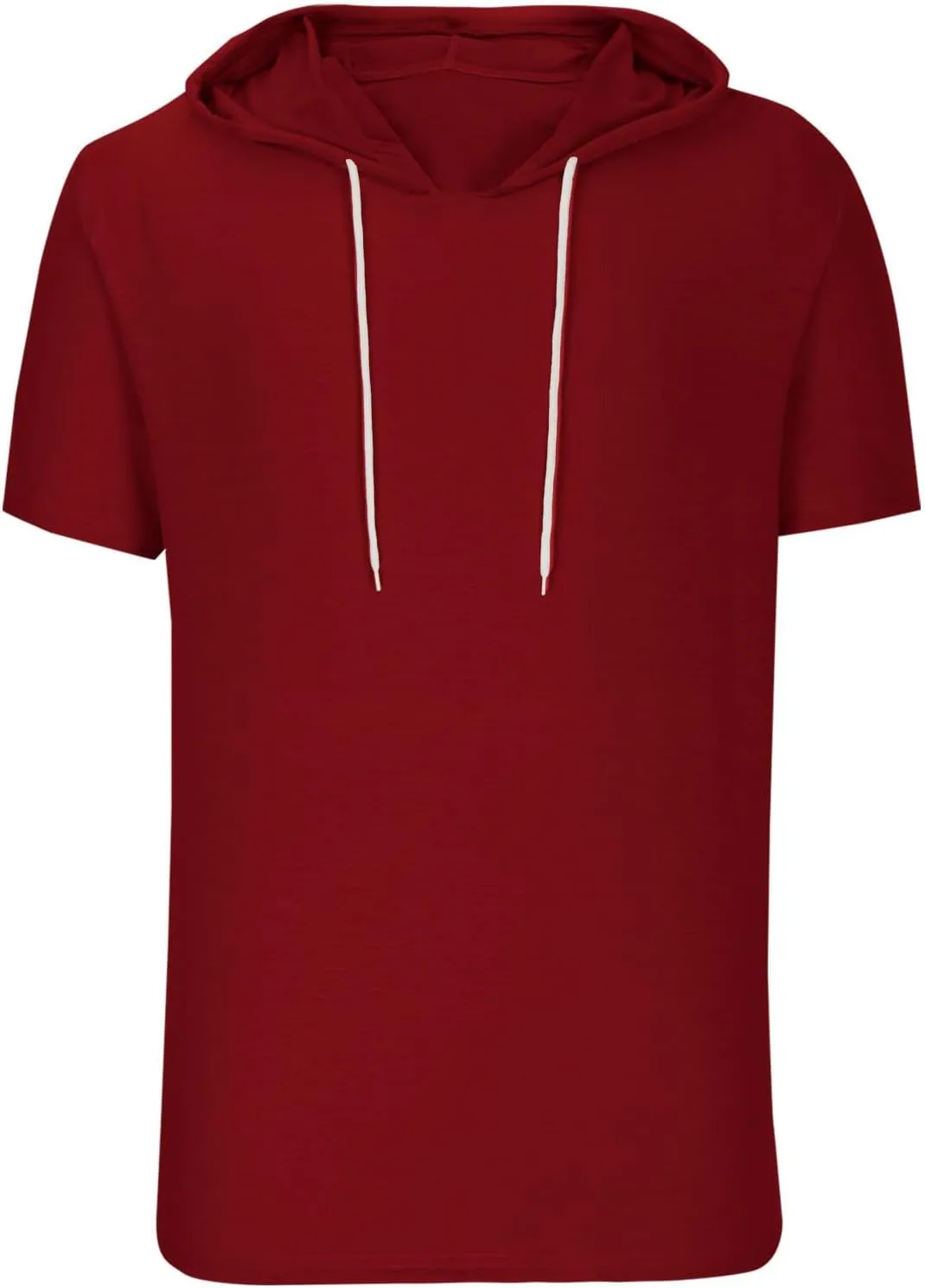 Short Sleeve Hoodies for Men Summer Slim Fit V Neck Pullover Tops with Drawstring Shirts Casual Solid Hooded T-Shirt