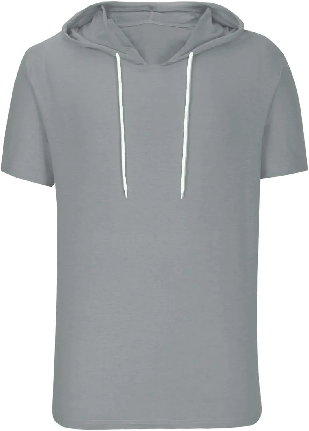 Short Sleeve Hoodies for Men Summer Slim Fit V Neck Pullover Tops with Drawstring Shirts Casual Solid Hooded T-Shirt