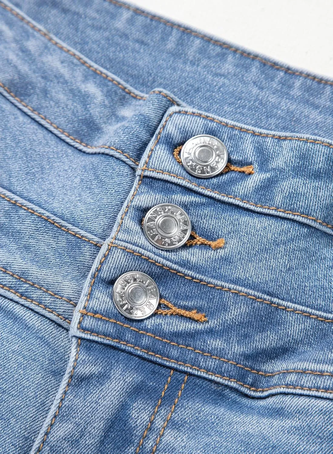 Sidefeel Women's High Waisted Tummy Control Jeans Strechy Trendy Button Up Ankle Zimbaplatinum Denim Pants