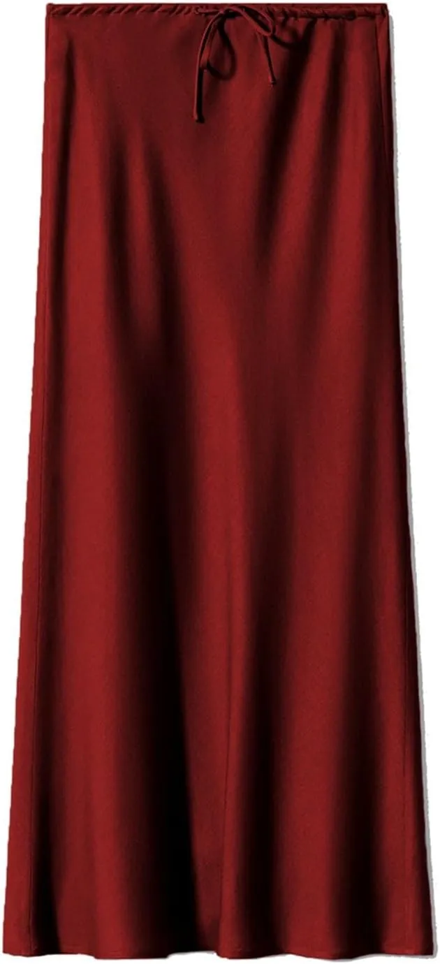 Skirts for Women Trendy Summer Drawstring Elastic Waist Business Casual Formal Long Straight Maxi Pencil Skirt Dress