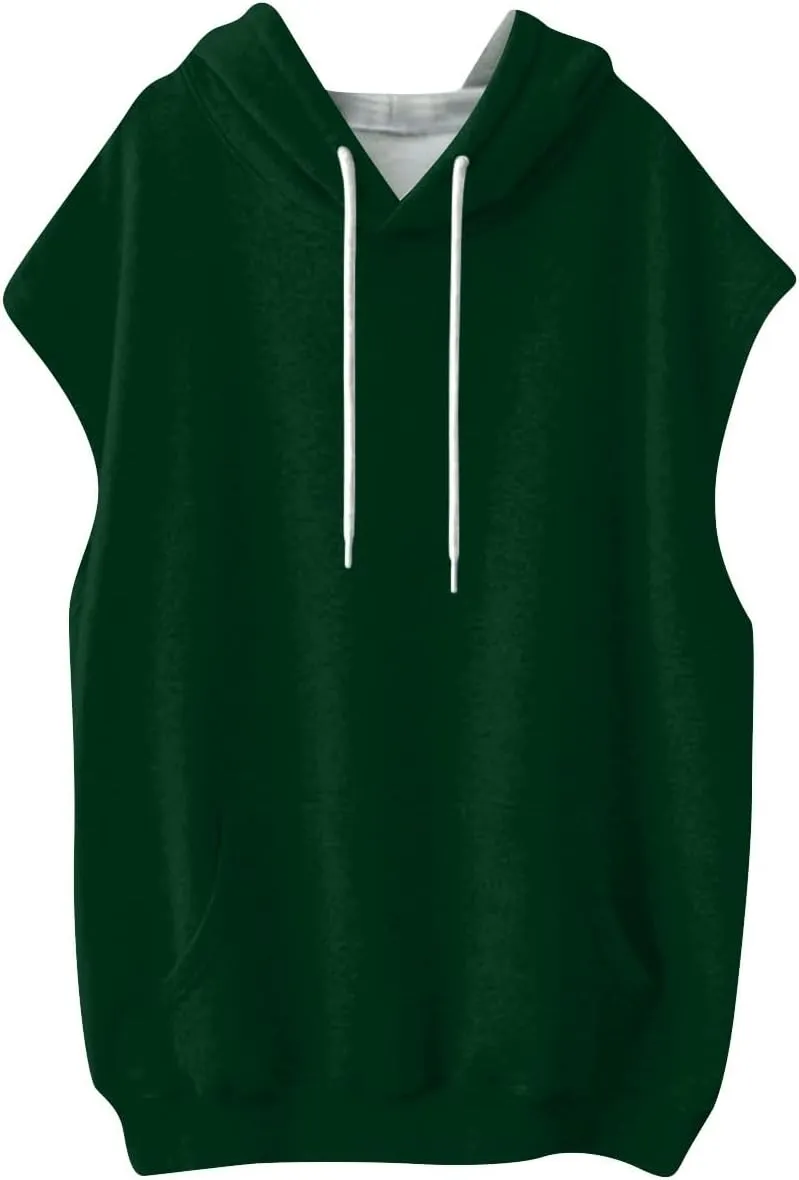 Sleeveless Hoodie Women Summer Hooded Tank Tops Lightweight Drawstring Pullover Sweatshirt Athletic T-Shirt