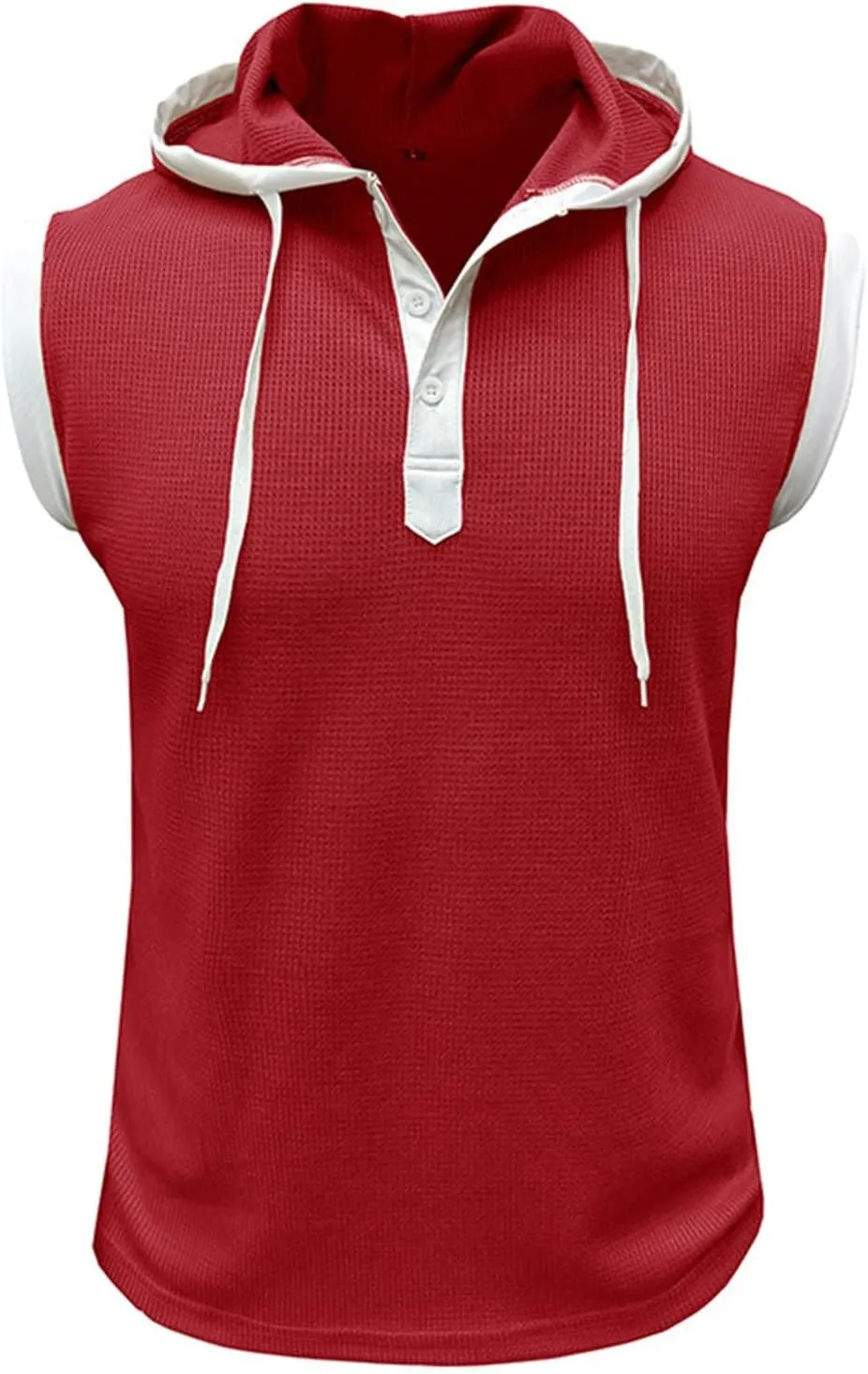 Sleeveless Hoodies for Men Waffle Tank Tops Hoodie Summer Muscle Gym Shirts Bodybuilding Casual Beach Hippie T Shirt