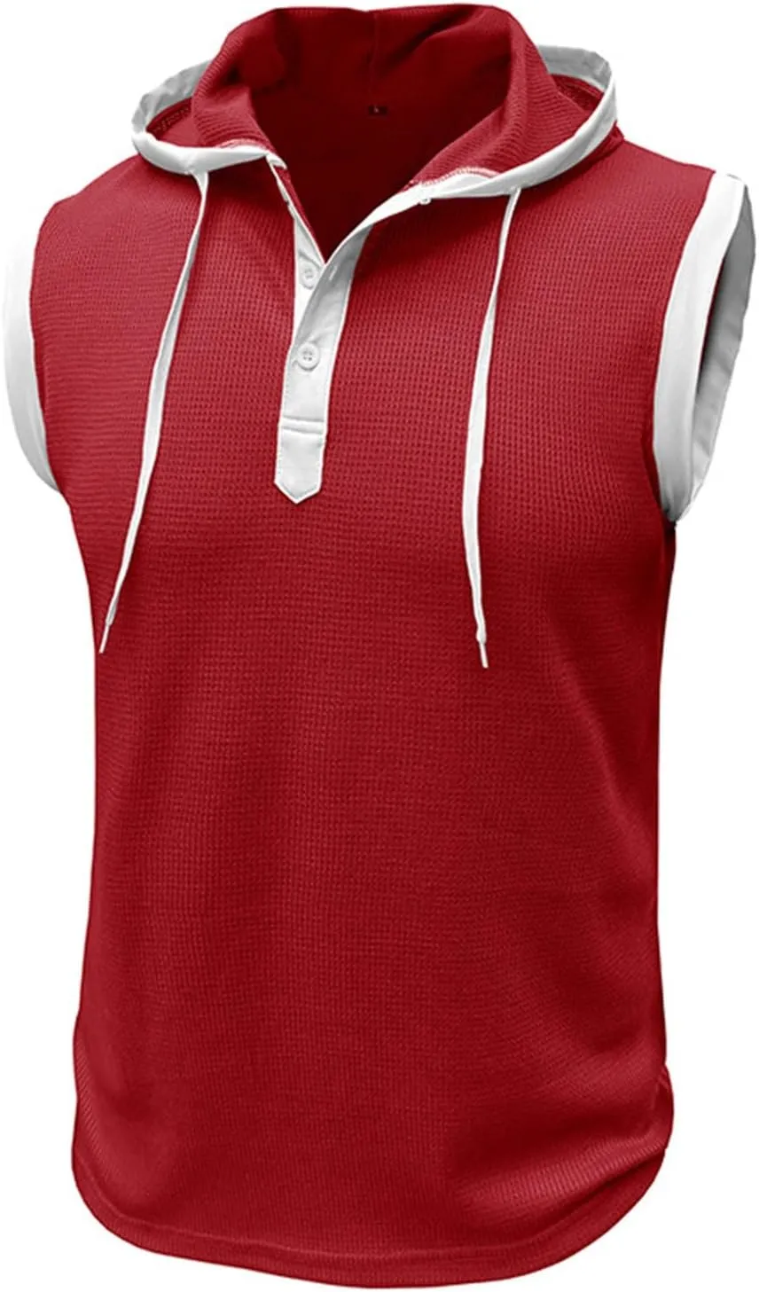 Sleeveless Hoodies for Men Waffle Tank Tops Hoodie Summer Muscle Gym Shirts Bodybuilding Casual Beach Hippie T Shirt
