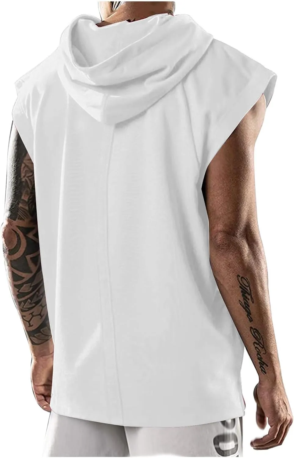 Sleeveless Hoodies for Men Workout Hooded Tank Top Bodybuilding Muscle Cut Off T Shirt Sports Training Gym Hoodies Tops