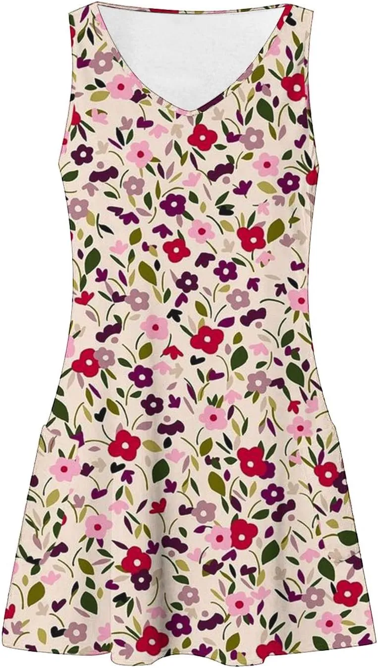 Sleeveless Women Summer Dresses Aline Mini Dress Casual Dress Floral Printed Vacation Beach Dress Swing Dress