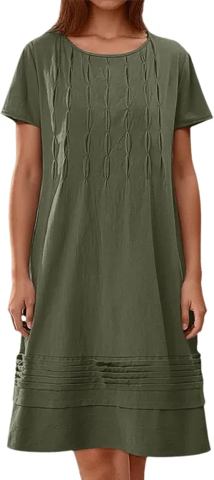 Summer Tunic Dress for Women Stetchy Casual Short Sleeve Ruched Dresses Work Travel Country Concert Outfits for Women