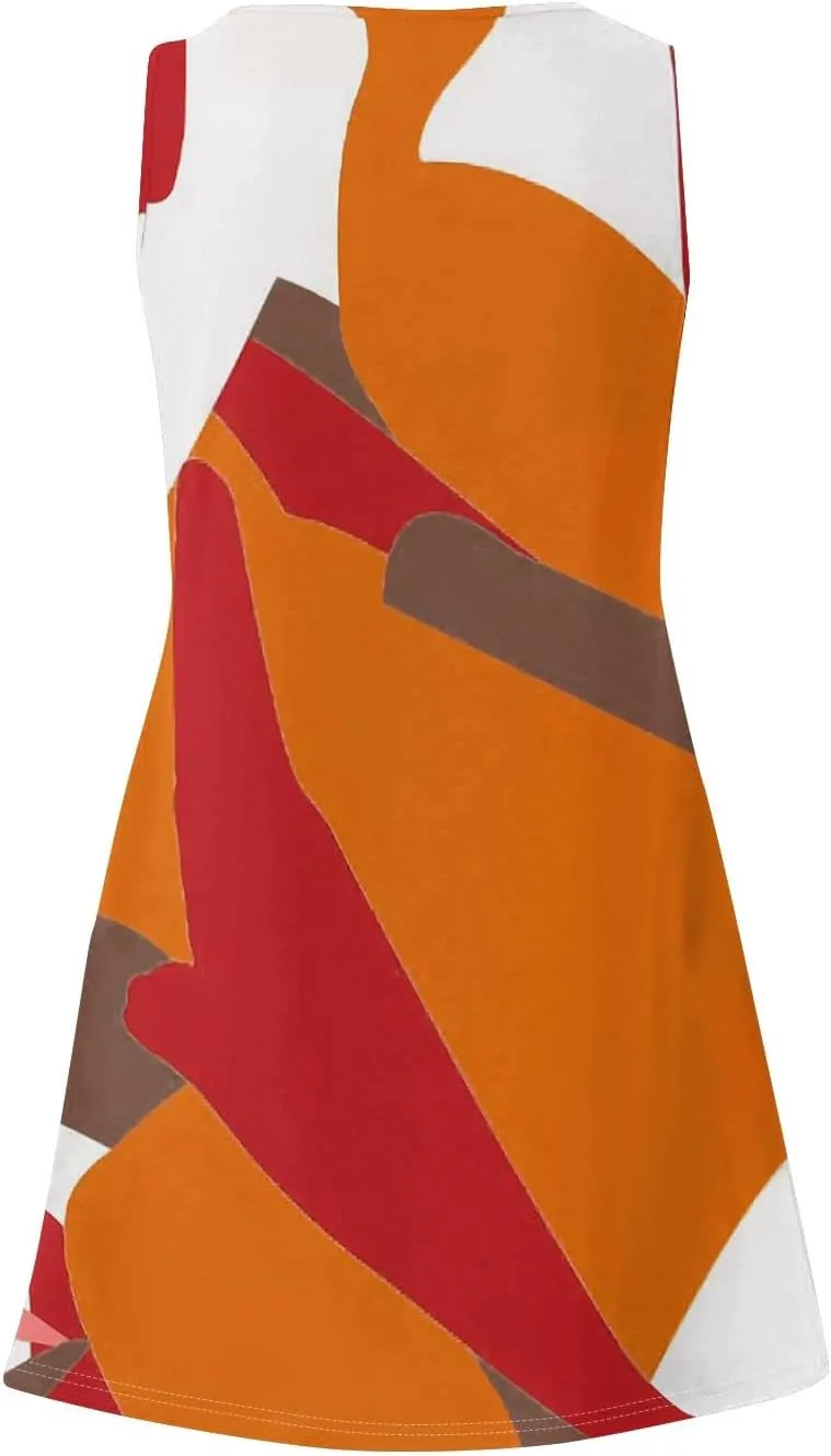 Sundresses for Women 2025 Casual Sleeveless Floral Printed Dress Loose Fit Dresses with Pockets