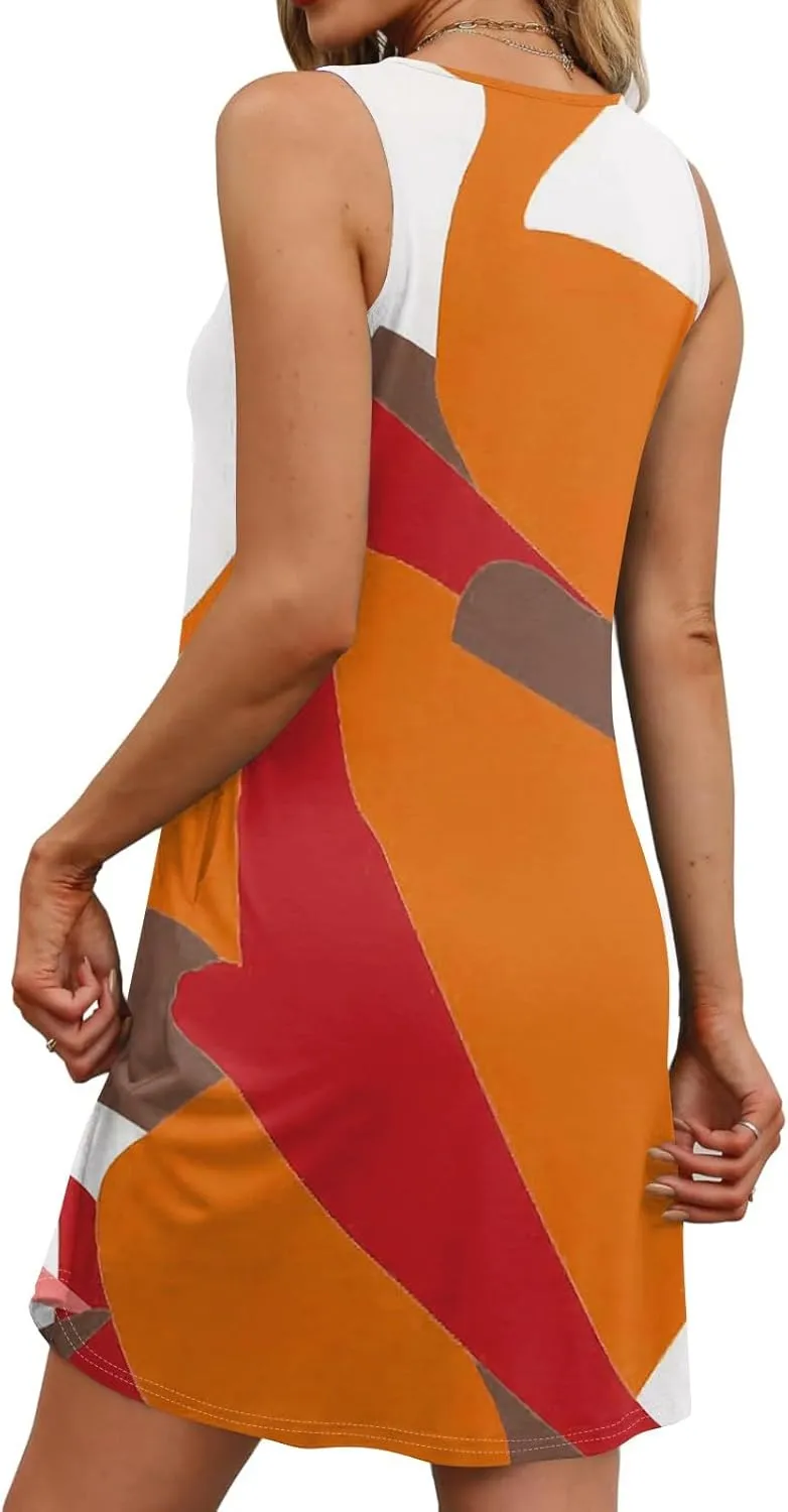 Sundresses for Women 2025 Casual Sleeveless Floral Printed Dress Loose Fit Dresses with Pockets
