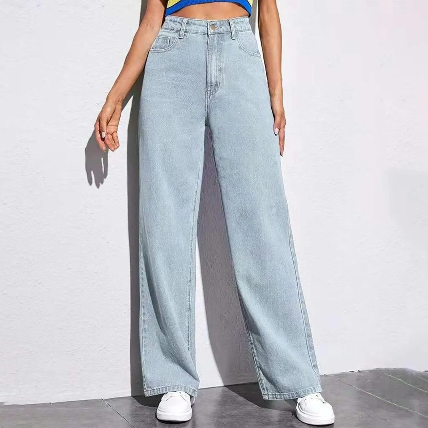 Sweatpants Jeans for Women 2025 Plus Size High Waisted Wide Leg Stretch Denim Pants Baggy Loose Trousers Cute Jeans