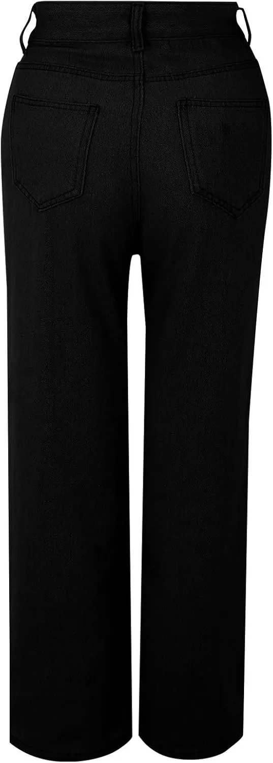 Sweatpants Jeans for Women 2025 Plus Size High Waisted Wide Leg Stretch Denim Pants Baggy Loose Trousers Cute Jeans