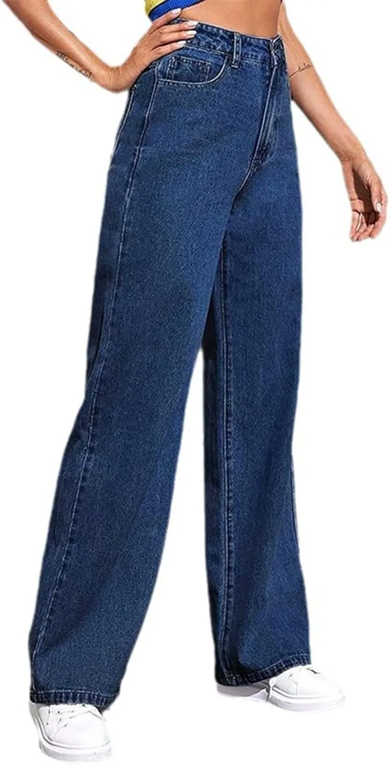Sweatpants Jeans for Women 2025 Plus Size High Waisted Wide Leg Stretch Denim Pants Baggy Loose Trousers Cute Jeans