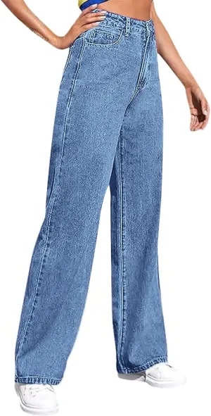 Sweatpants Jeans for Women 2025 Plus Size High Waisted Wide Leg Stretch Denim Pants Baggy Loose Trousers Cute Jeans