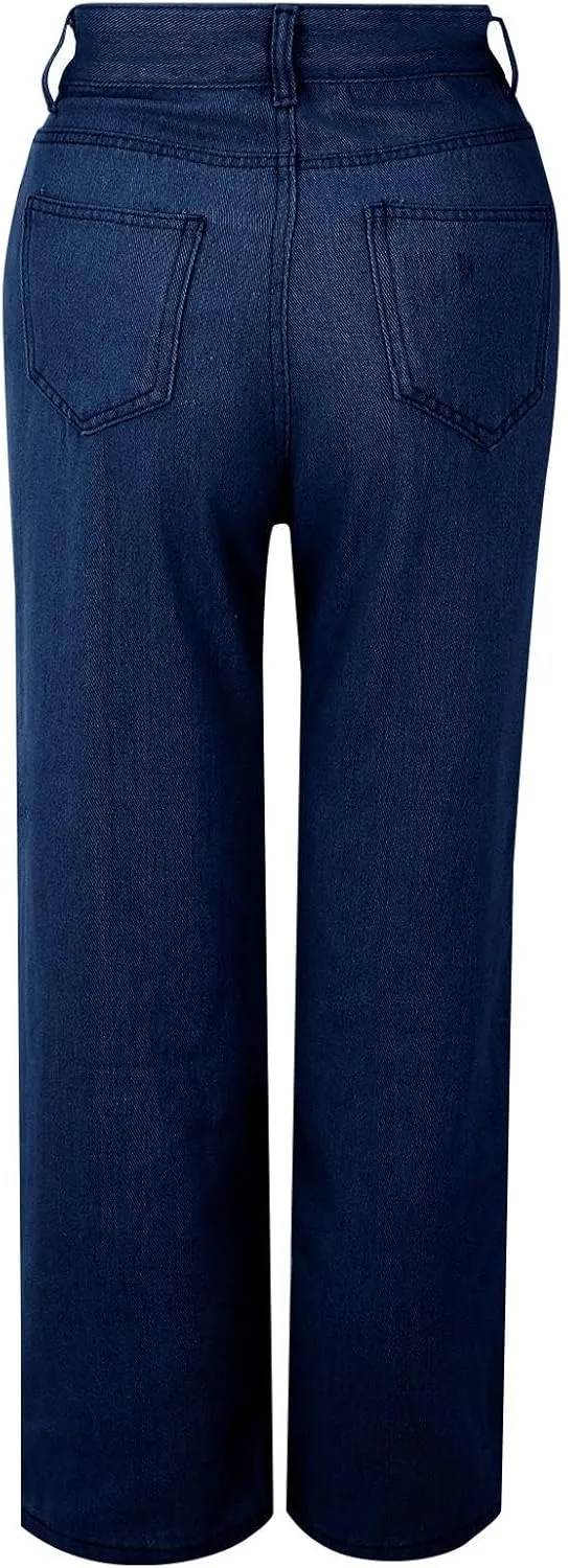 Sweatpants Jeans for Women 2025 Plus Size High Waisted Wide Leg Stretch Denim Pants Baggy Loose Trousers Cute Jeans