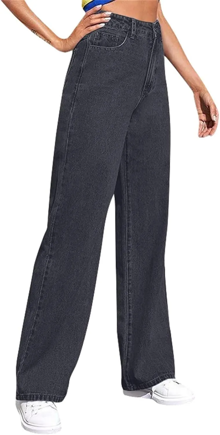 Sweatpants Jeans for Women 2025 Plus Size High Waisted Wide Leg Stretch Denim Pants Baggy Loose Trousers Cute Jeans