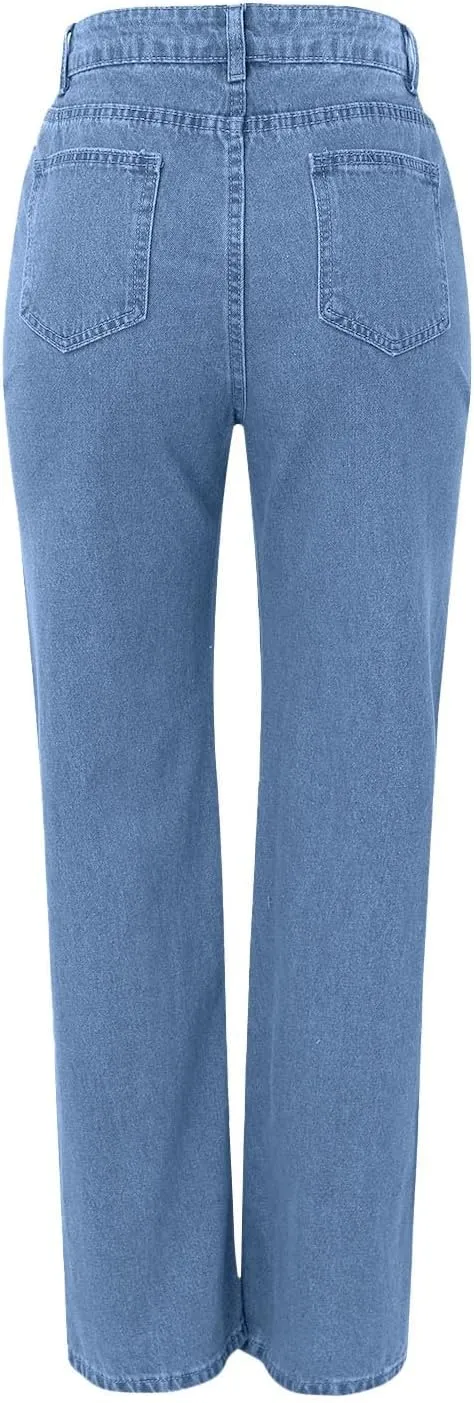 Sweatpants Jeans for Women 2025 Plus Size High Waisted Wide Leg Stretch Denim Pants Baggy Loose Trousers Cute Jeans