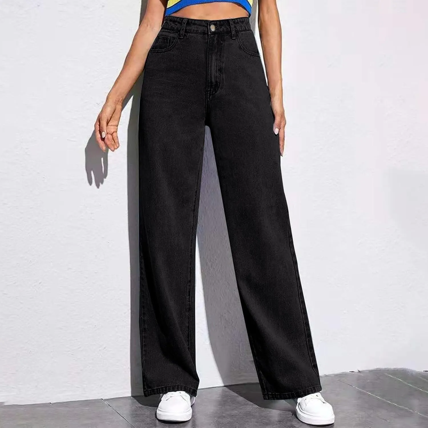 Sweatpants Jeans for Women 2025 Plus Size High Waisted Wide Leg Stretch Denim Pants Baggy Loose Trousers Cute Jeans