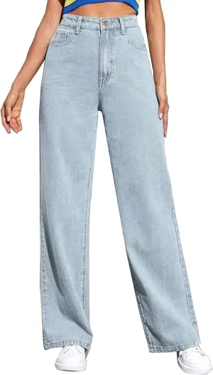 Sweatpants Jeans for Women 2025 Plus Size High Waisted Wide Leg Stretch Denim Pants Baggy Loose Trousers Cute Jeans