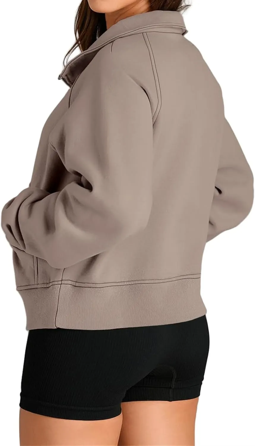 Sweatshirt for Womens Fall Fashion 2024 Half Zip Cropped Sweatshirt Pullover Fleece Quarter Zip Hoodie Thumb Hole