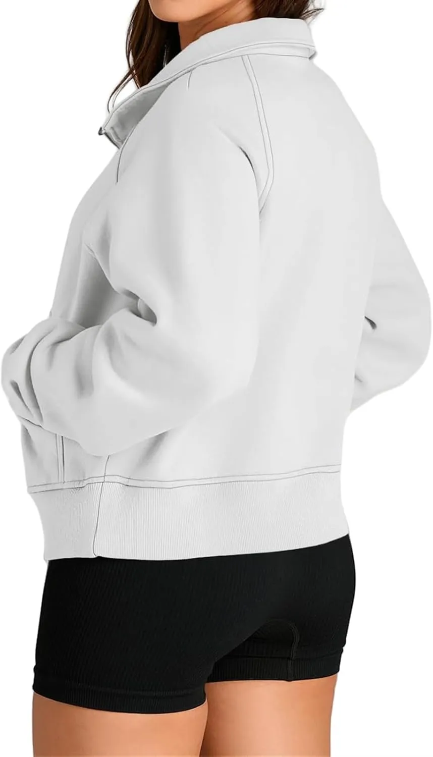 Sweatshirt for Womens Fall Fashion 2024 Half Zip Cropped Sweatshirt Pullover Fleece Quarter Zip Hoodie Thumb Hole