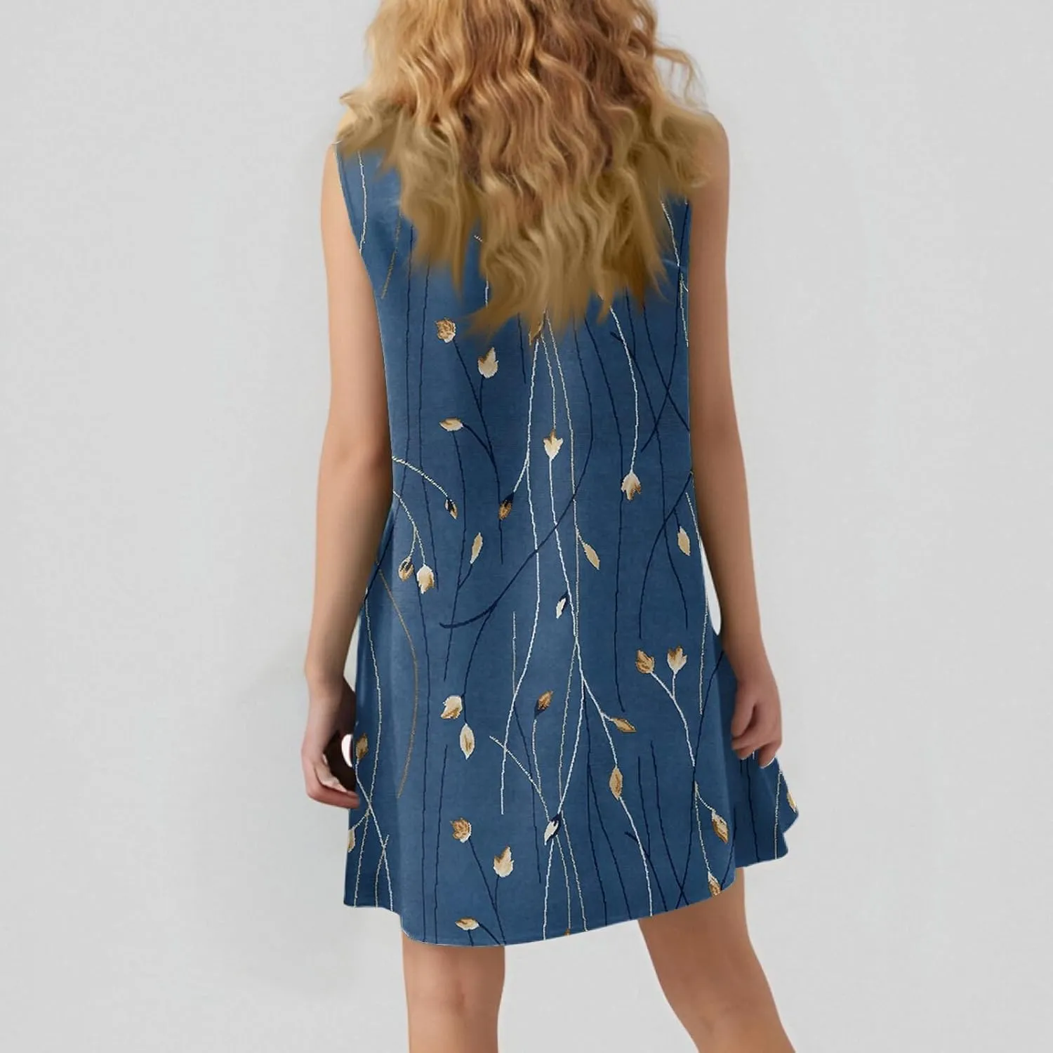 T-Shirt Dresses Women Summer Sleeveless Ruffle Hem Mini Dress Casual Crewneck Cute Printed Sundress 2025